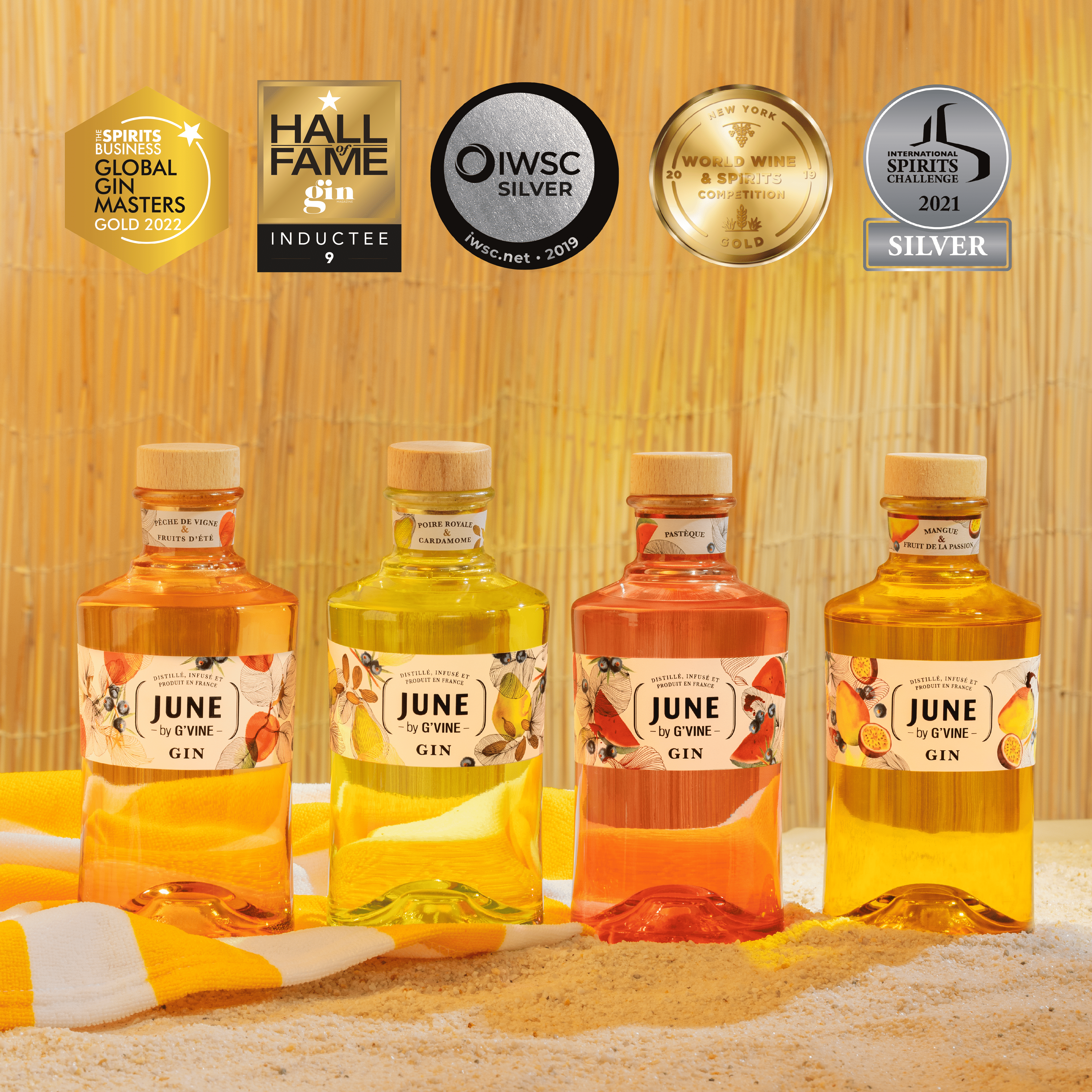 Offre June Pêche, Poire, Pastèque, Mangue Passion à -10% Gin Maison Villevert