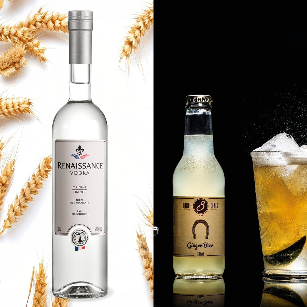 Offre Mule : 1 vodka Renaissance + 6 Three Cents Ginger Beer OFFERTES Vodka Maison Villevert