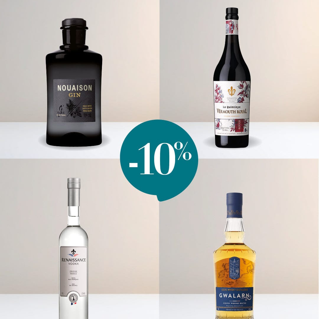 Offre Nouaison Gin, La Quintinye Vermouth Royal, Renaissance Vodka et Gwalarn à -10% Gin Maison Villevert