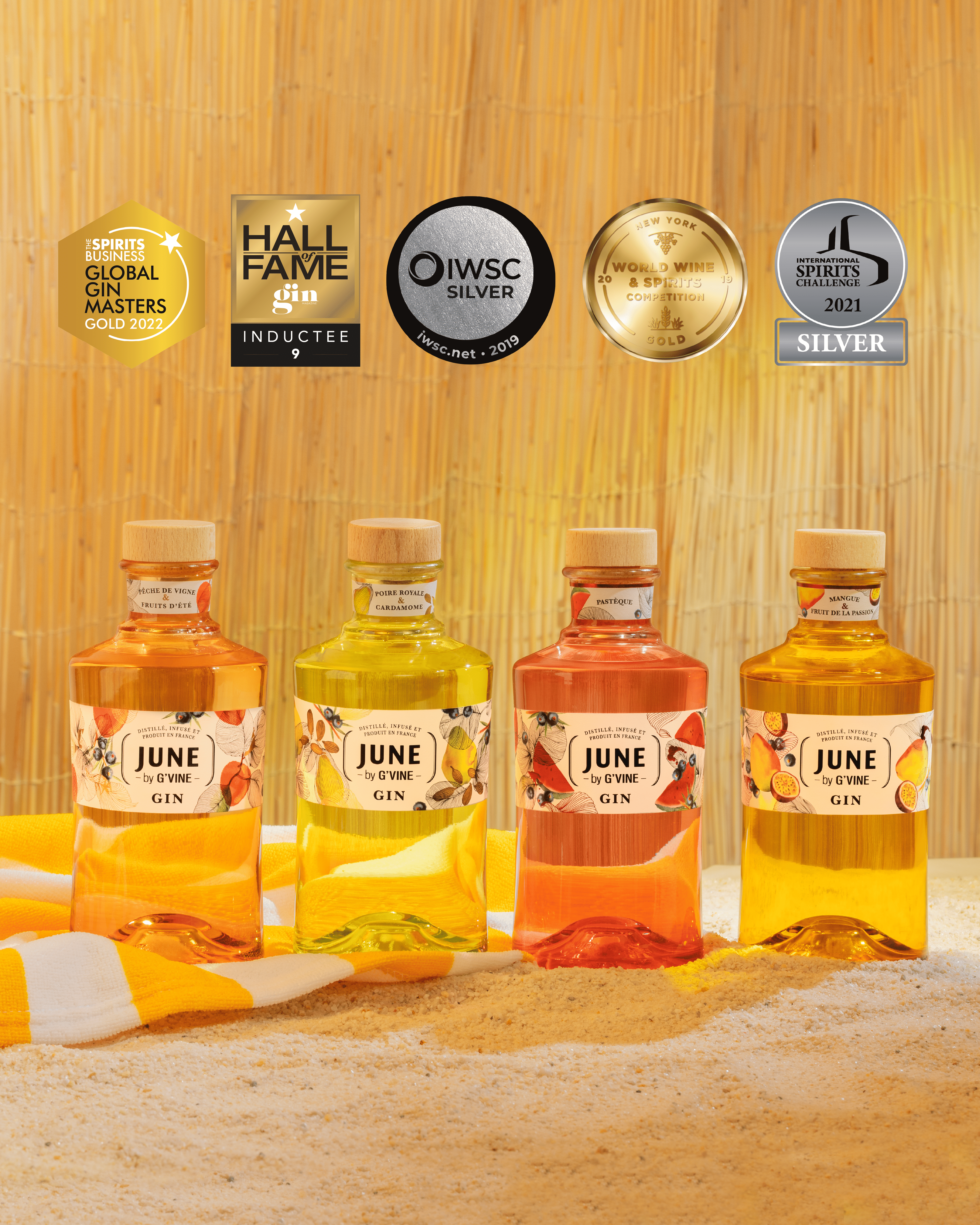 Offre June Pêche, Poire, Pastèque, Mangue Passion à -10% Gin Maison Villevert 